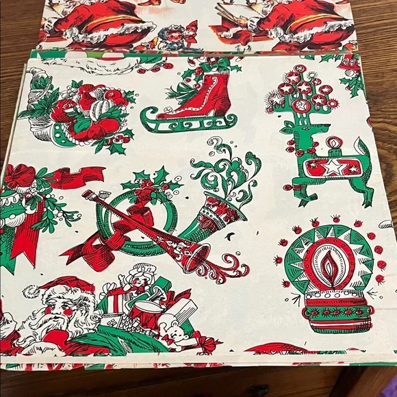 Festive Vintage Christmas Wrapping Paper Set 7 Pices - Picture 7 of 12